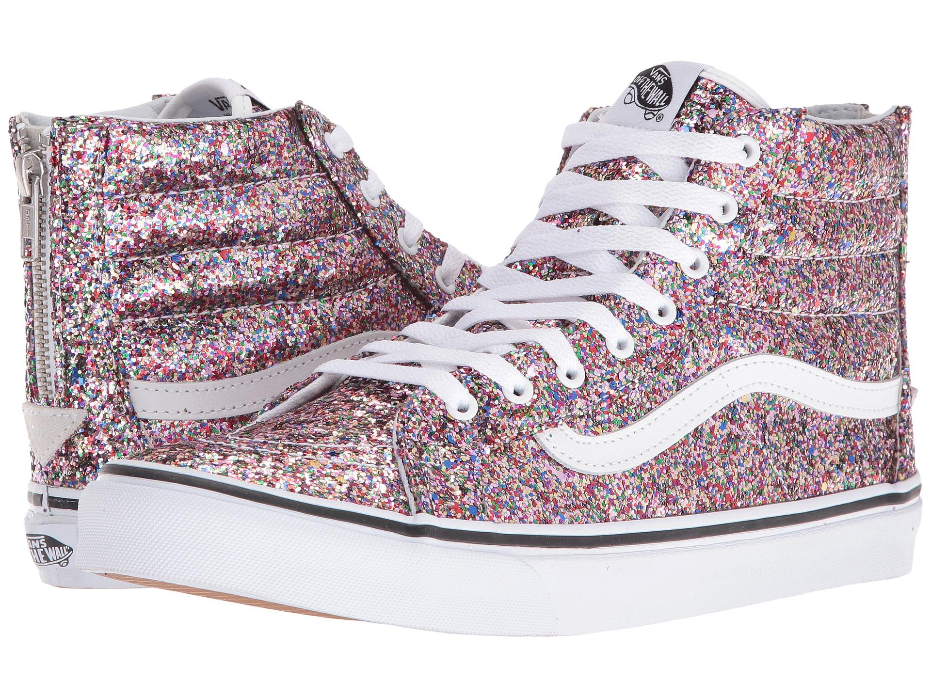 Pink glitter vans 2025 high tops